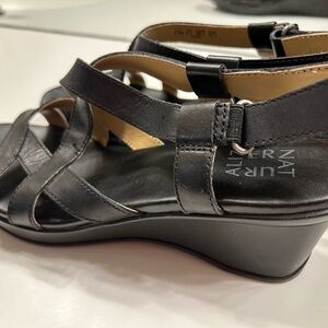 Naturalizer Black Wedge Shoes with Interlaced Straps